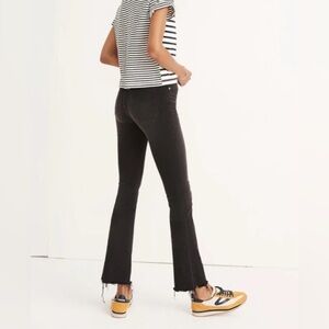 Madewell Cali Demi Boot Black Denim Jeans Mid Rise Raw Hem Womens Size 28 Boho